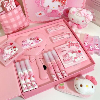 Pinkbear皮可熊HelloKitty联名系列唇釉口红礼盒镜子少女心爆棚