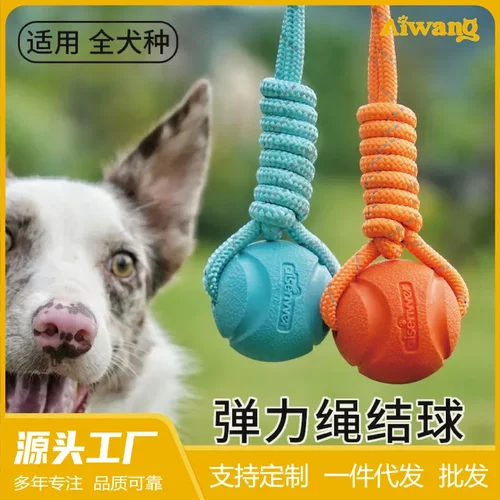 艾森威尔狗狗耐咬绳结球弹力磨牙训练互动玩具宠物用品跨境玩具球