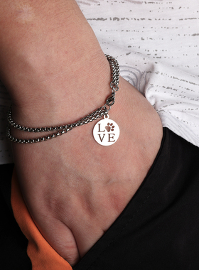 男女钛钢双圈简约学生手链