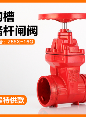 Z85X沟槽暗杆闸阀消防管道软密封阀门开关卡箍式闸门DN50 80 100