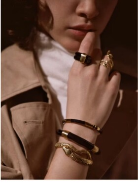 法国小众设计AurelieBidermann黑白金色手镯欧美叠戴撞色细手环女