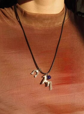 桑尼多小马流苏吊坠趣味减龄小众设计高级编织项链毛衣链