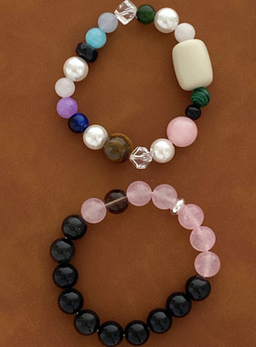 小众高级感手环挪威峡湾珍珠晶石彩色串珠手链女叠戴2025新款手串