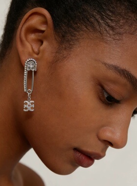 小众设计回形锆石耳环高级感时髦气质百搭耳环耳饰