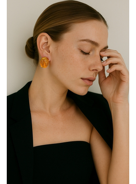 巴黎小众设计感糖果耳钉 欧美时髦高级感复古树脂耳环女2025新款