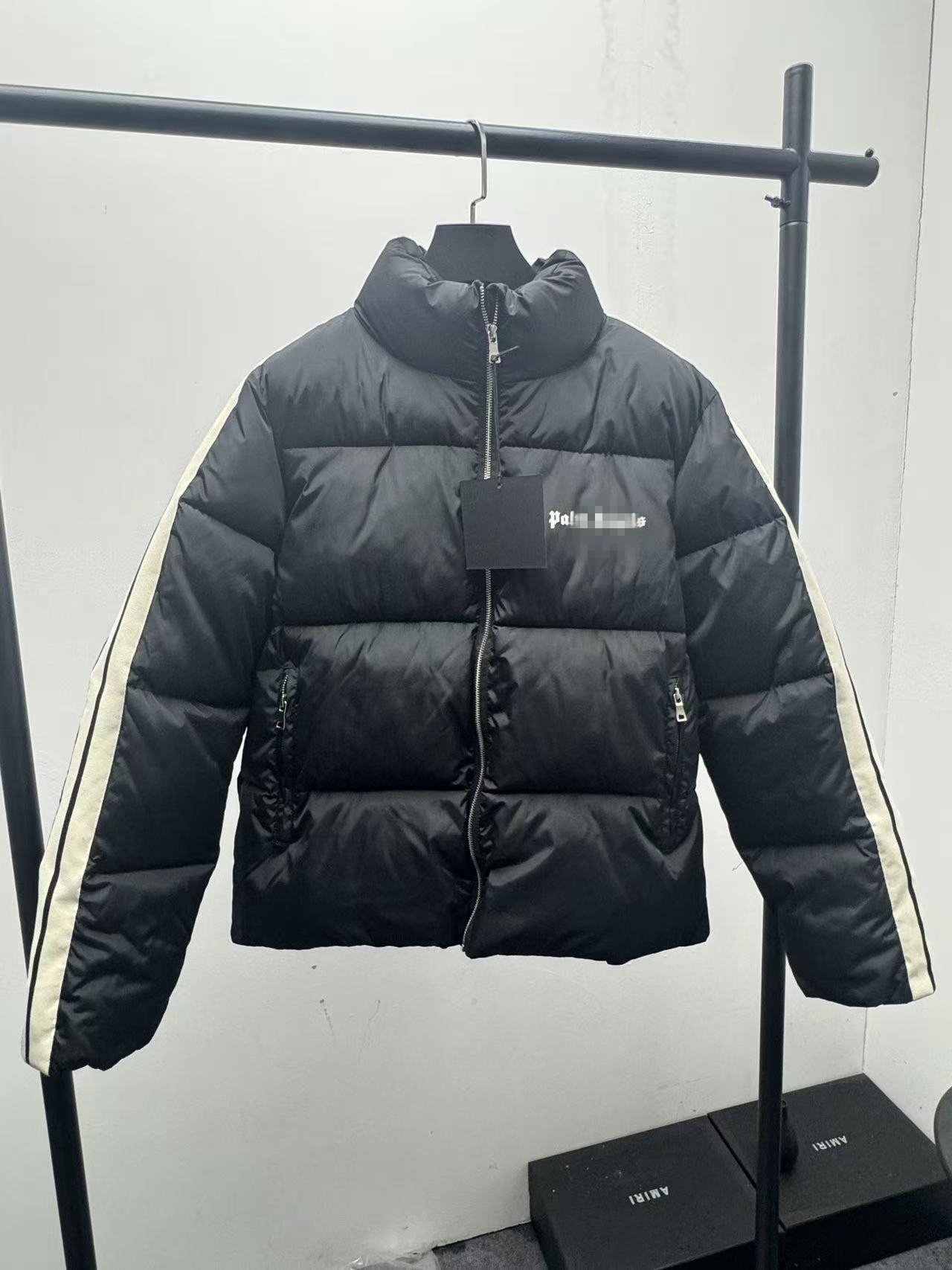 thumbnail for Correct Version Palm Angel Pa Letter Print Black Striped Letter Print Stand Collar Long Sleeve Unisex Cotton Jacket Trendy