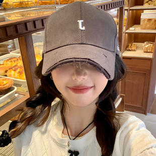 2025新款 ins百搭J字母刺绣棒球帽子女遮阳鸭舌帽潮防晒帽 韩版