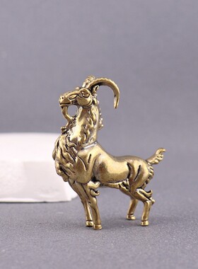 黄铜复古做旧高傲羚羊铜制工艺品摆件家居办公室桌面摆件茶宠