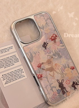 可爱森林小鹿适用16苹果17promax手机壳iphone14滴胶13油画15华为
