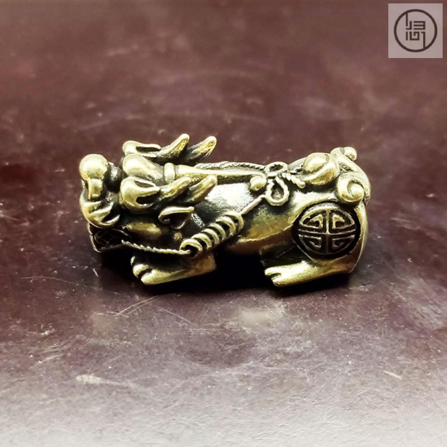 归心铜纯铜麒麟龙头葫芦钥匙扣30
