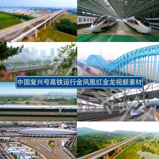 A052中国复兴号高铁运行金凤凰红金龙视频素材