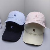 小R刺绣软顶棒球帽女夏薄款 宽檐显脸小鸭舌帽男日系百搭防晒帽子