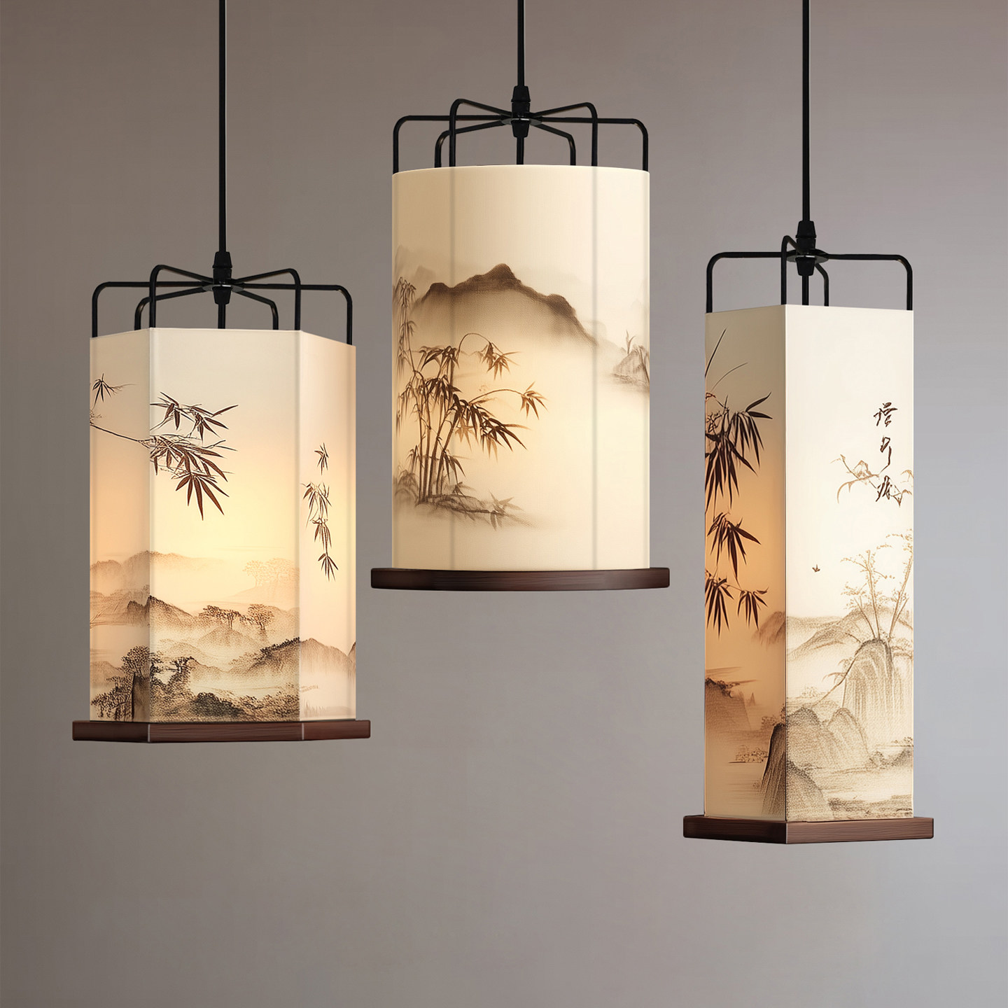 宋代美学新中式茶室吊灯现代简约布艺餐厅禅意样板间床头书房吊灯
