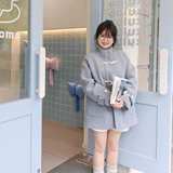 羽绒内胆立领牛角扣呢大衣8804-P275-k375，女装毛呢外套，2C288