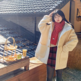 【】牛角扣连帽大衣8811-P185-K288，女装毛呢外套，2C288