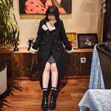 羽绒内胆双排扣长款呢大衣可拆卸围脖8802-P275-K375，女装毛呢外套，2C288