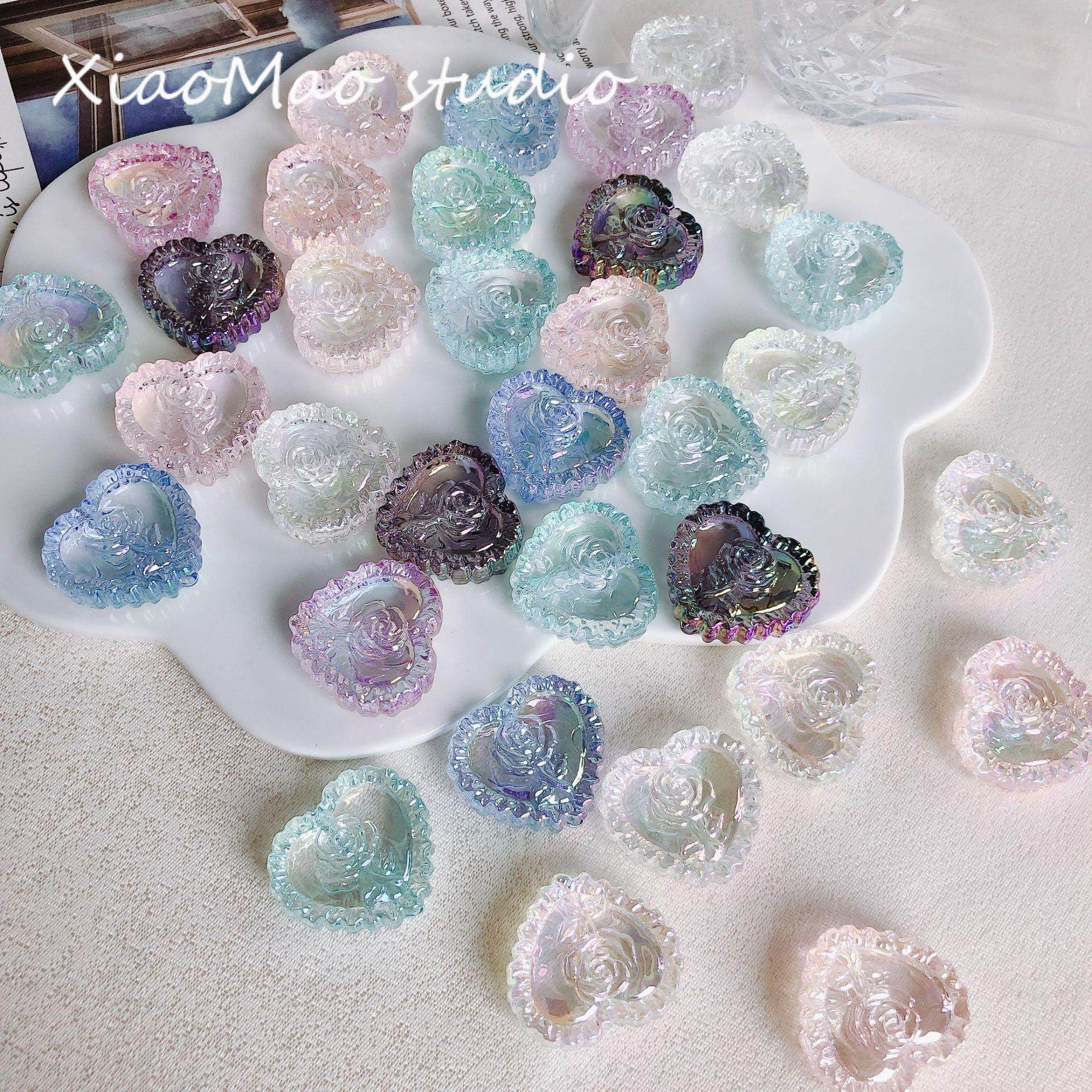 DIY饰品配件 多彩混色透明玫瑰爱心直孔吊坠耳环耳坠饰品挂件,饰品/流行首饰/时尚饰品新,耳环,淘宝优惠券,粉丝福利购,淘宝优惠卷