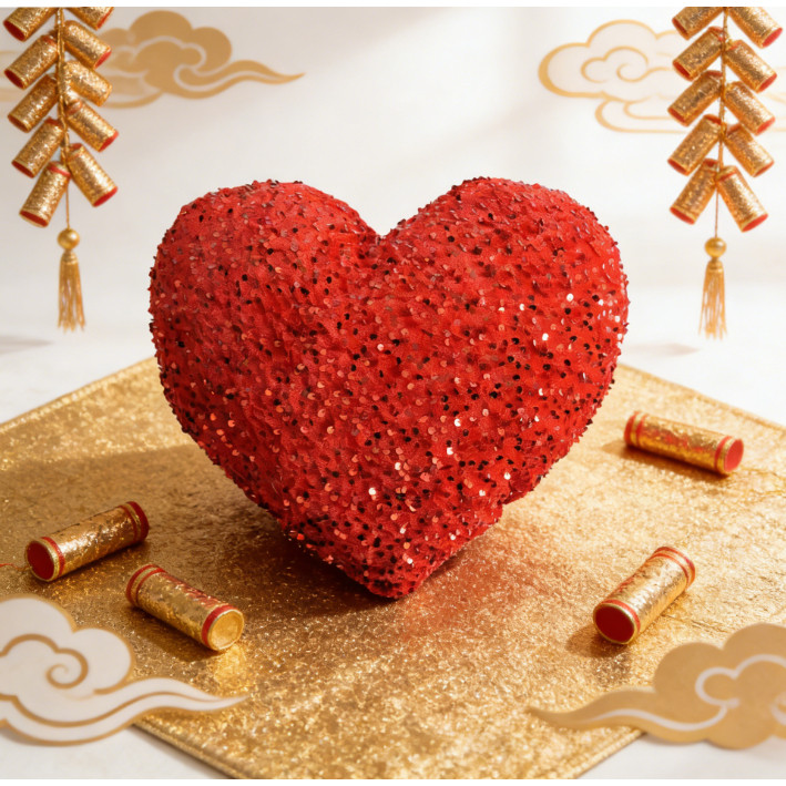 爱心抱枕心形弹力珠片玩具公仔女生床上毛绒情人节靠垫结婚礼物