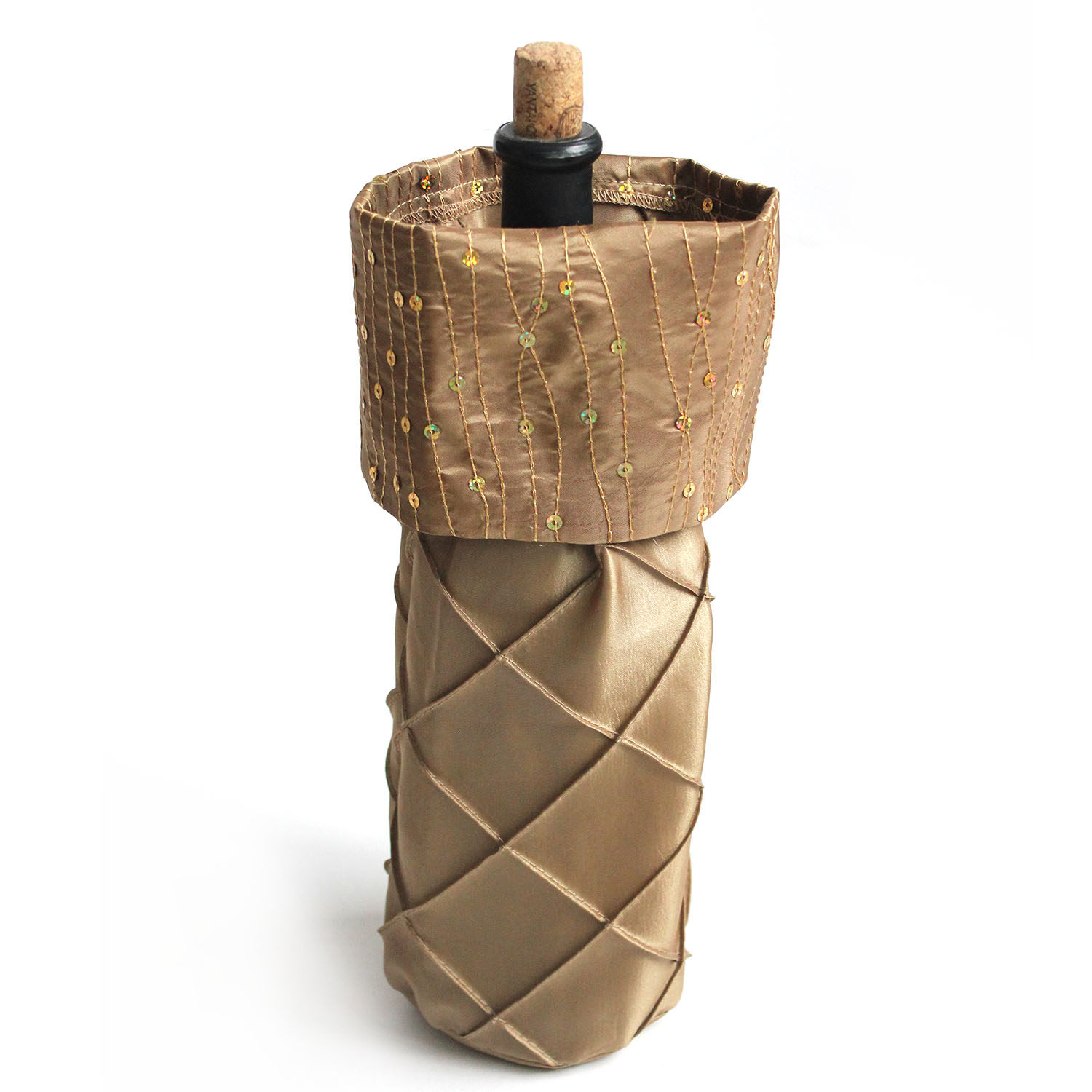 酒瓶套红酒包装中式家居礼品袋仿真丝打裥珠片绣档次送礼佳品