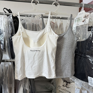 妃子纪3215字母大U镂空吊带背心女外穿带胸垫一体杯外穿内搭显瘦