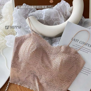 古妃3711纯欲风半透蕾丝性感吊带背心女文胸一体修身 美背抹胸上衣