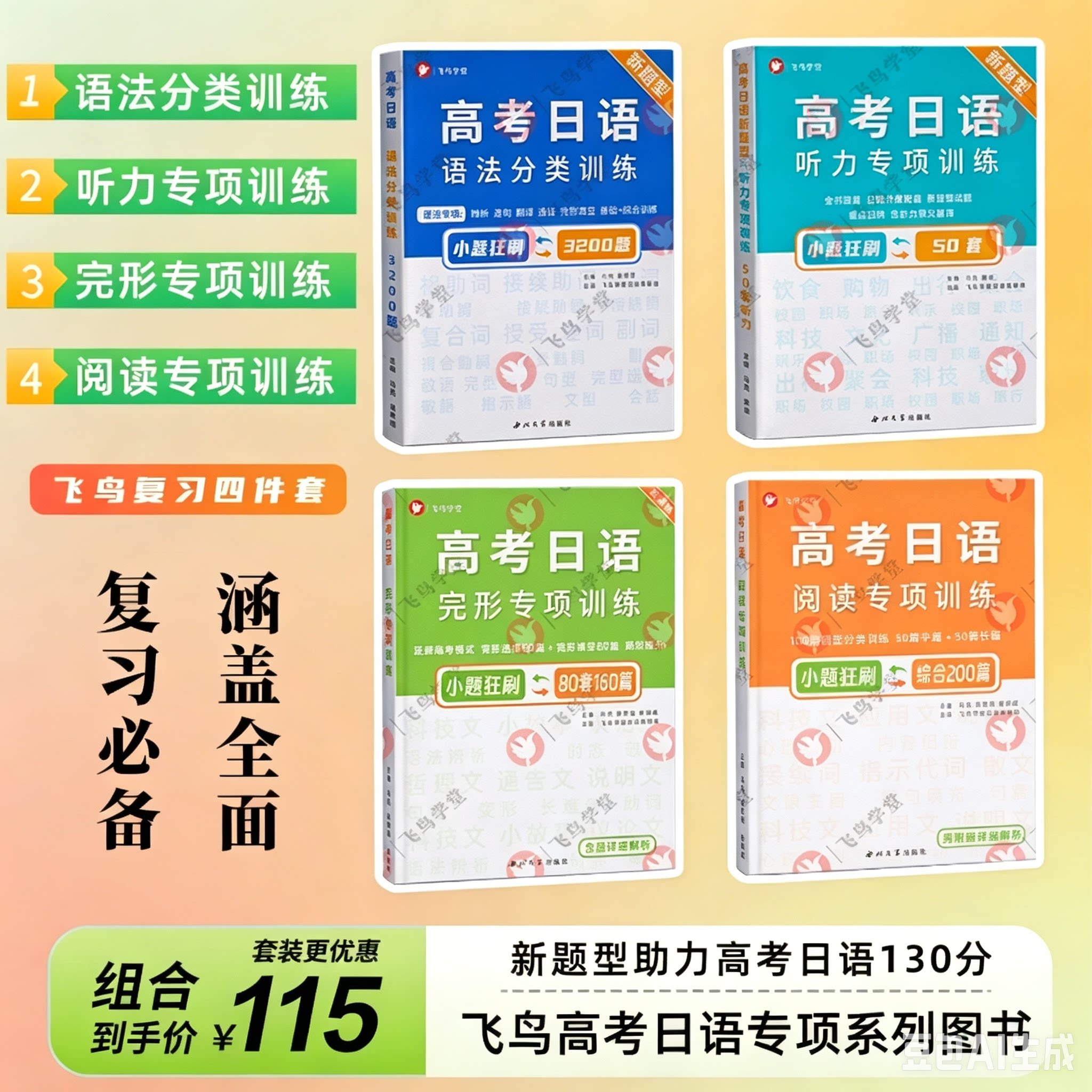 飞鸟学堂四件套语法听力作文阅读图片