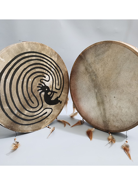 印第安框鼓音乐疗愈冥想兽皮鼓牛皮羊皮Shaman八角手鼓送鼓包鼓槌