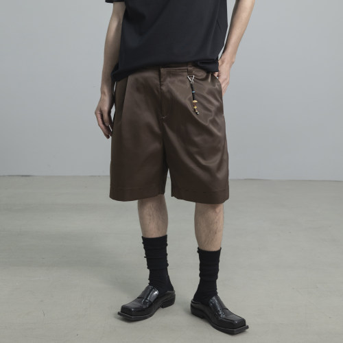 HOMME DE MODE夏季男宽松五分短裤休闲缎面阔腿裤薄款老钱高质感