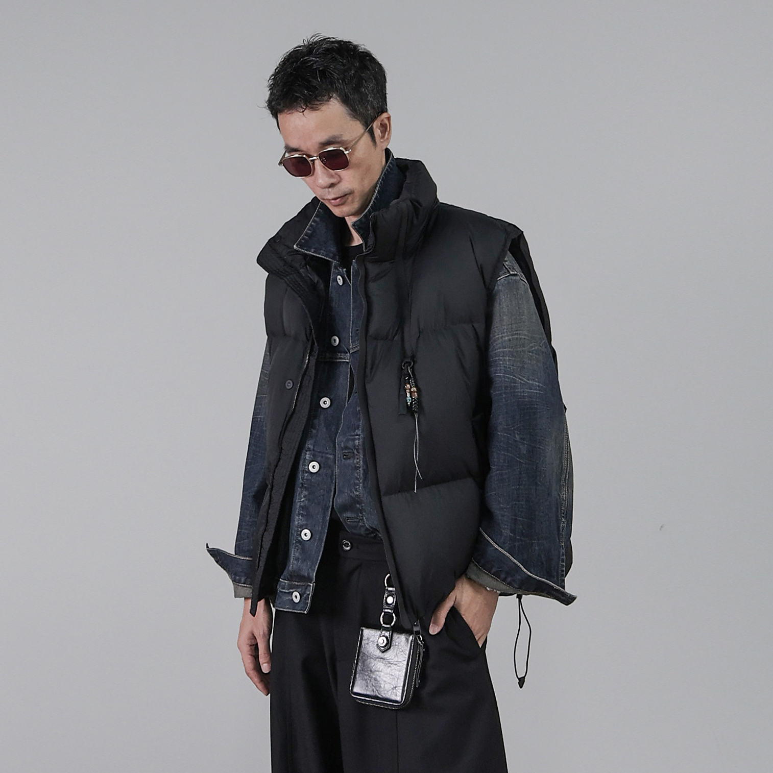 HOMME DE MODE冬季立领90白鸭绒羽绒马甲男加厚面包无袖上衣外套