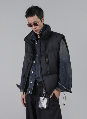 HOMME DE MODE冬季立领90白鸭绒羽绒马甲男加厚面包无袖上衣外套