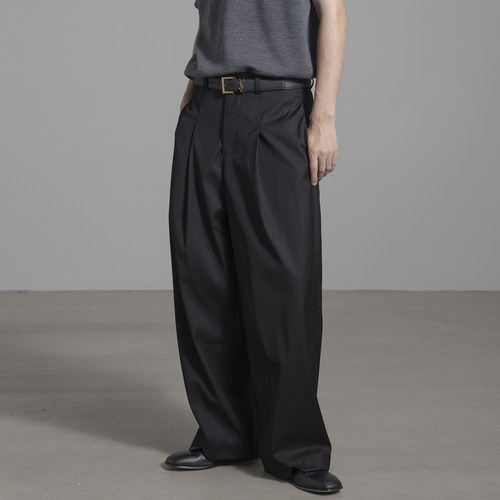 HOMME DE MODE 早秋黑色阔腿休闲西裤潮牌宽松垂感高级感阔腿长裤