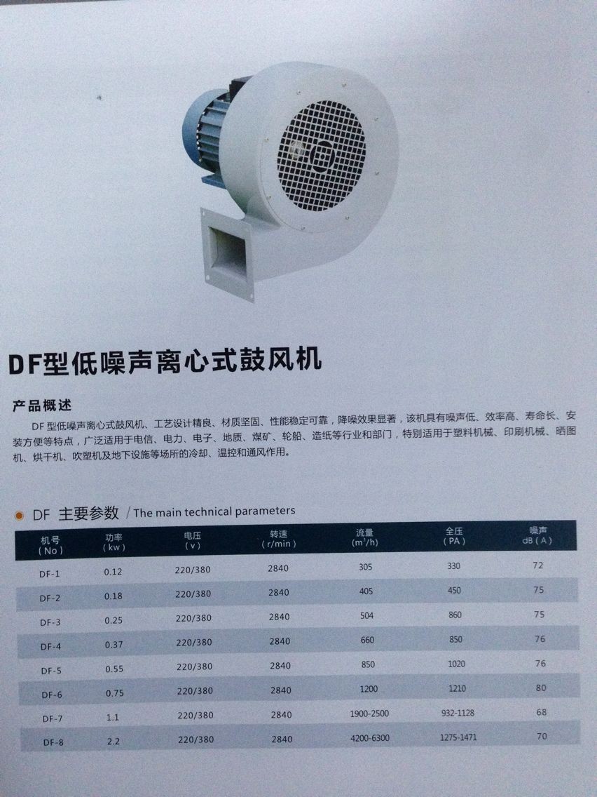 DF型低噪声工业离心式鼓风机DF 120W 180W 250 370W 550W 750多翼