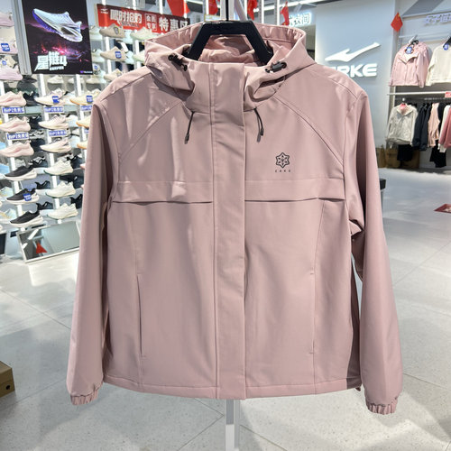 鸿星尔克加绒运动外套女2025冬季新款女休闲连帽外套12225402070