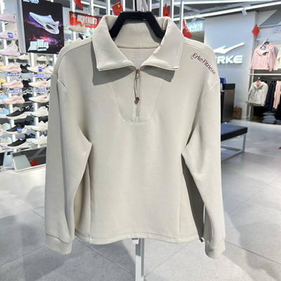 鸿星尔克卫衣2025秋季新款女子运动半开襟长袖针织衫12225302316