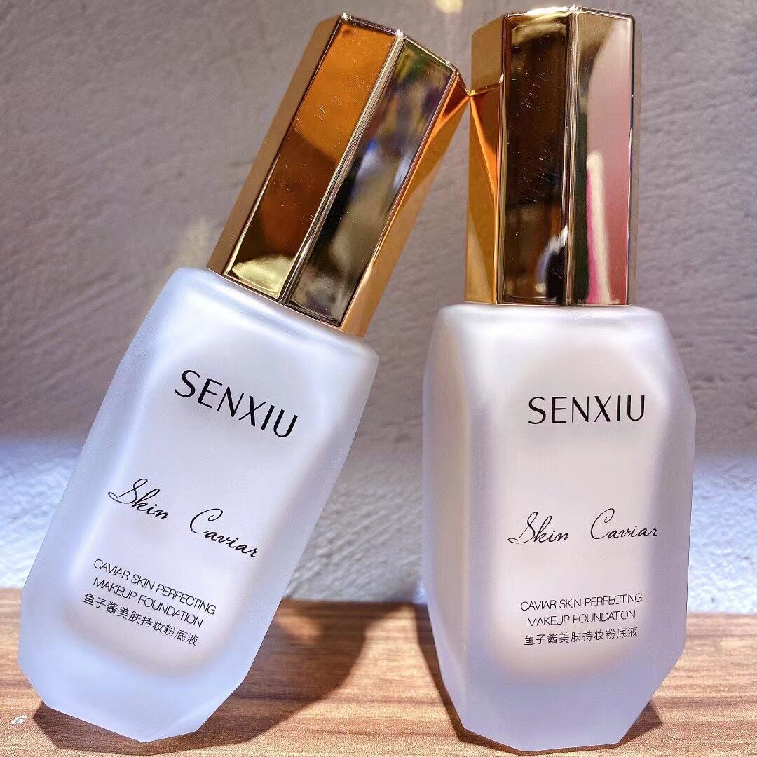 溪秀鱼子酱粉底液保湿不卡粉不掉妆不粘口罩遮瑕自然色象牙白礼物