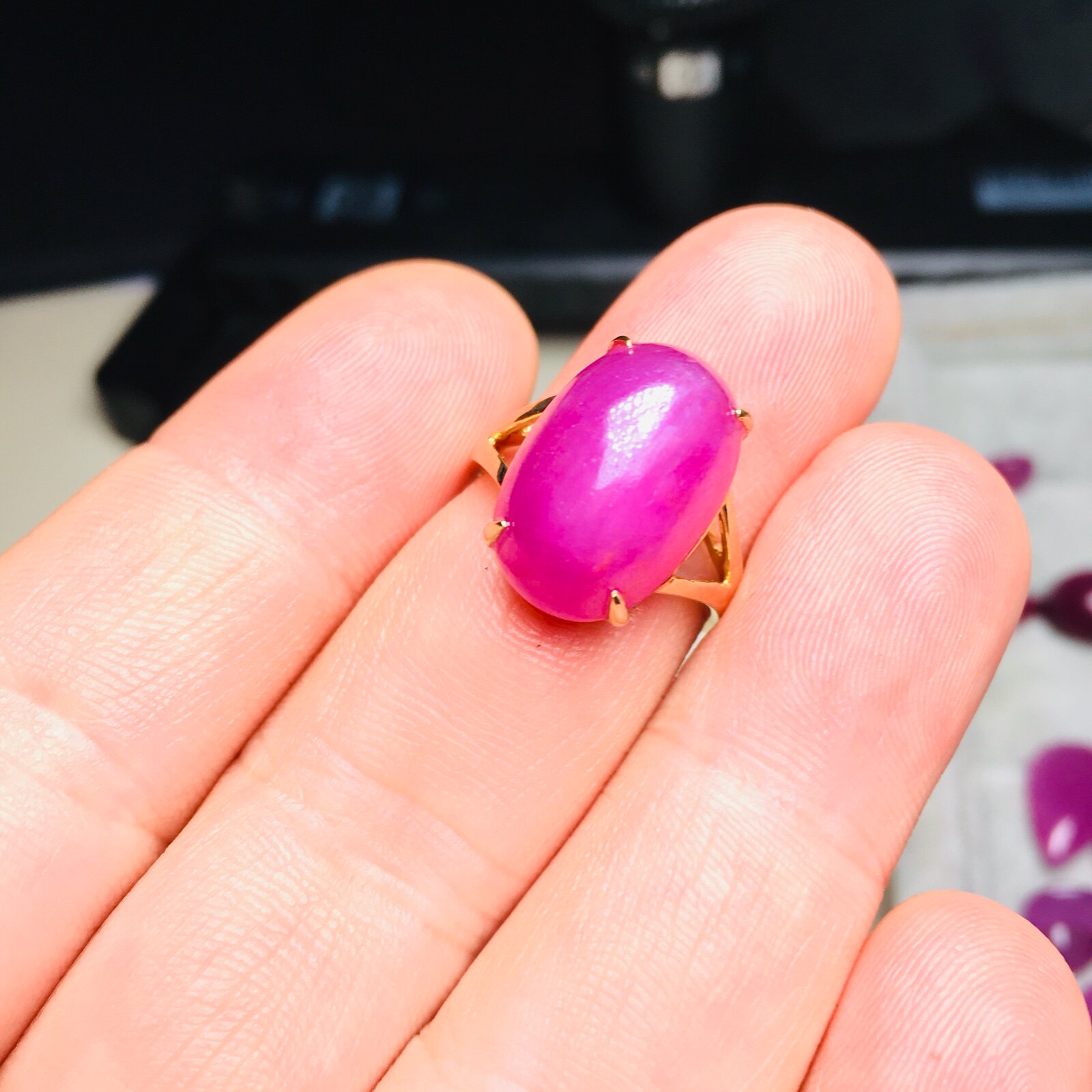 非洲矿区无烧红宝石裸石镶嵌18k黄金戒指专柜正品热销现货实拍