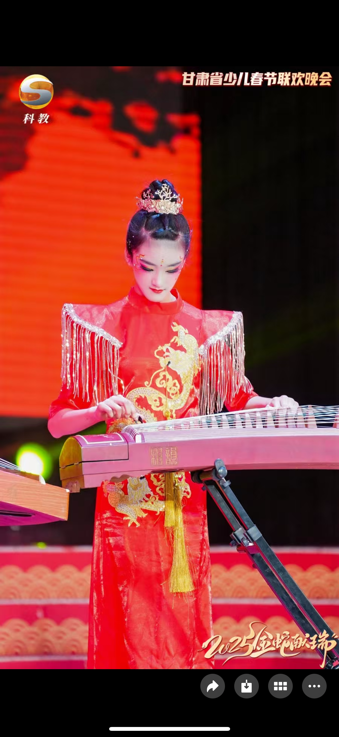 2026新款儿童礼服高端女童古筝旗袍演出服中国风合唱服礼服裙红色