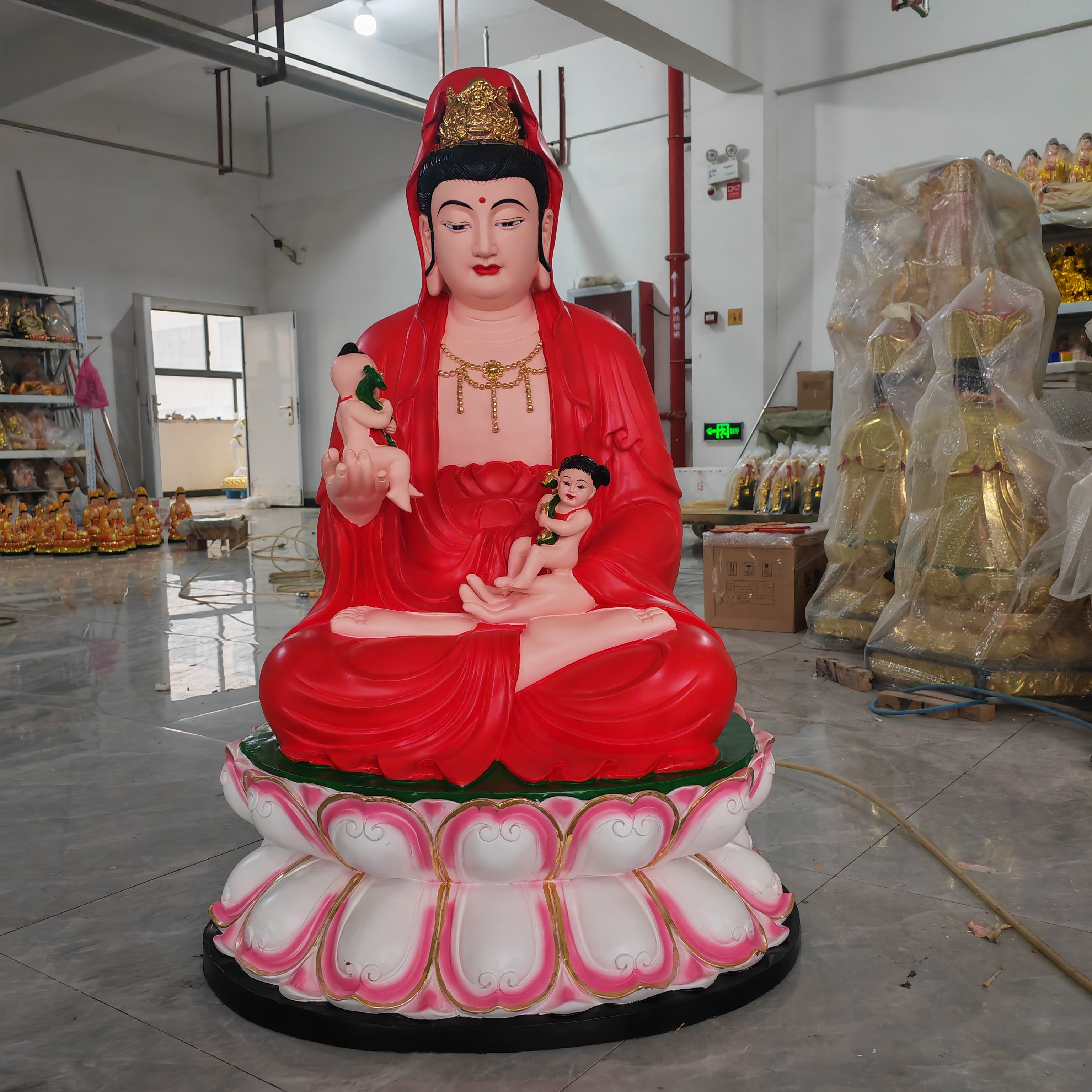 送子观音佛像88公分送子娘娘送子奶奶树脂玻璃钢家居供奉摆件1米1