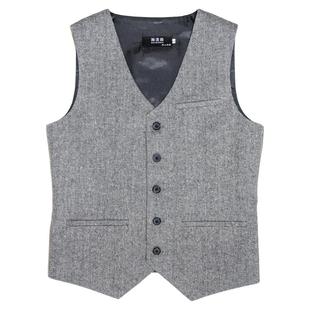 秋冬款 马甲粗花呢内搭坎肩背心外套定做 人字纹羊毛英伦复古男士