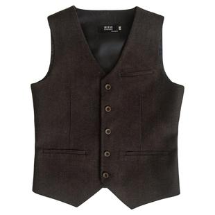 马甲男英伦风 西装 礼服坎肩背心商务定制 欧美简约粗花呢 秋冬新款