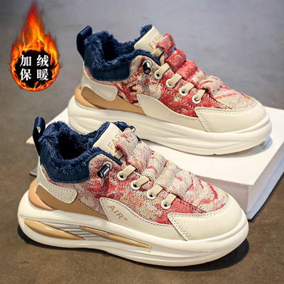 品牌联名女鞋2025新款冬季加绒加厚保暖大童运动鞋初中学生棉鞋