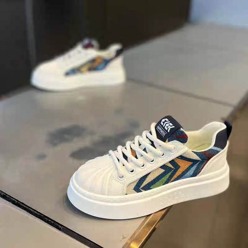 潮牌贝壳头板鞋男2025年秋冬透气舒适小白鞋厚底增高拼色百搭板鞋,流行男鞋,时尚休闲鞋,淘宝优惠券,粉丝福利购,淘宝优惠卷