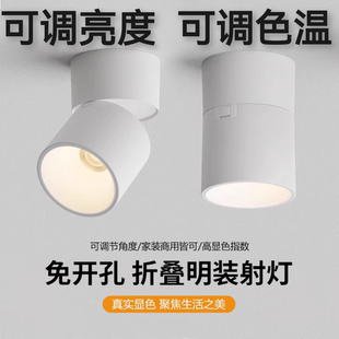 调色温北欧射灯led天花轨道灯家用无主灯客厅吸顶玄关过道 明装
