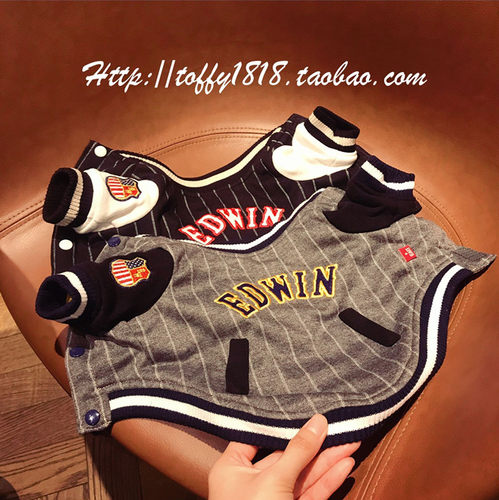 Bear toffy Pet日单宠物衣服猫狗秋冬保暖外套夹棉厚棉衣棒球衣潮