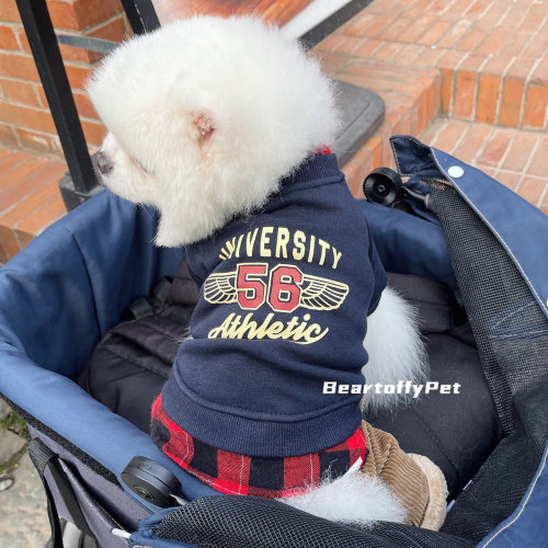 BeartoffyPet日单宠物衣服猫狗加绒假两件格子衬衫卫衣美式学院风