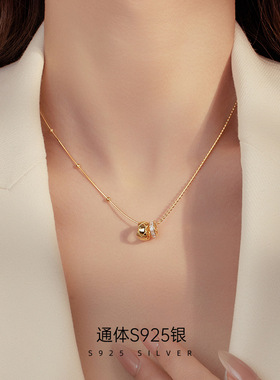 2026S925银双环吊坠项链女时尚轻