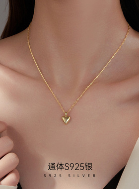 新款S925银韩版韩国爱心吊坠项链