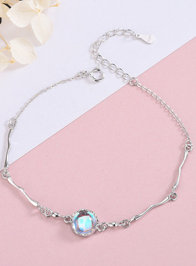 S925银纤细柳条手链S925纯银人鱼