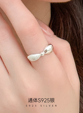 新款S925银时尚感ins蝴蝶结戒指