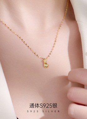 新款S925银幸运小福袋吊坠项链女